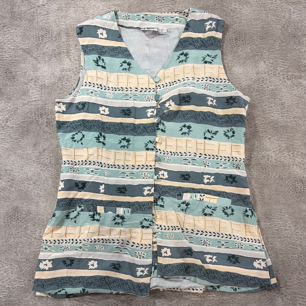 Vintage Silk Blue Nautical Sleeveless Blouse